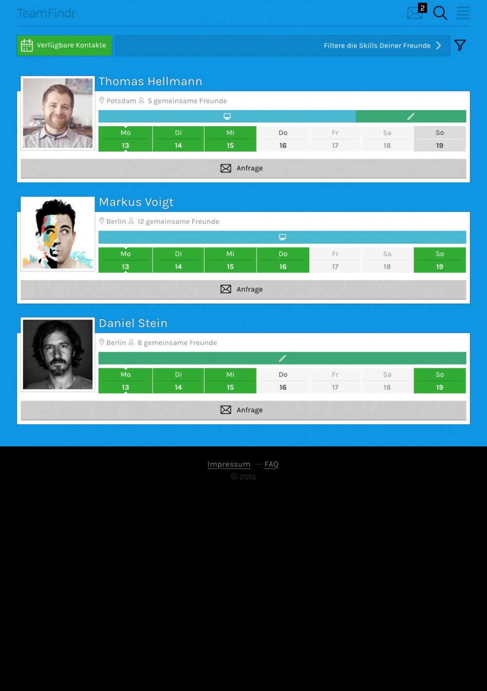 Screenshot von TeamFindr