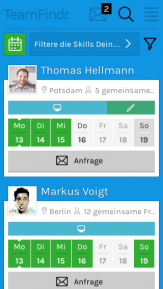 Screenshot von TeamFindr